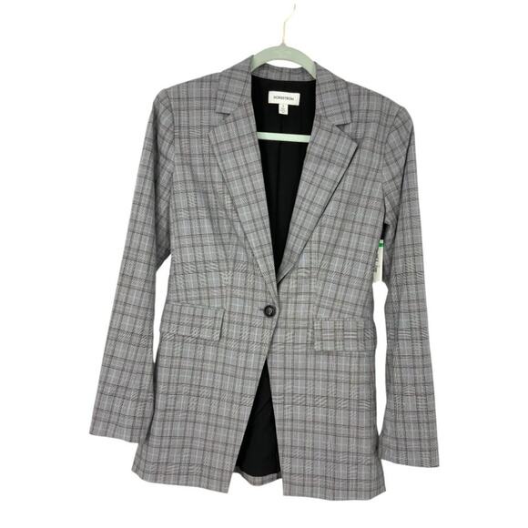Nordstrom British Plaid Blazer Gray Size XS NWOT $179 MSRP - Picture 3 of 8